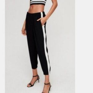 100% silk tuxedo Cuffed joggers style pants